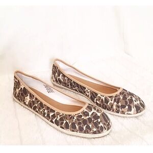 NINE WEST SOCIALO Leopard Canvas Espadrille Flats